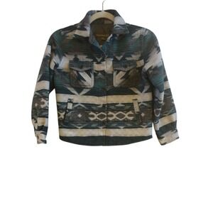 Victory Outfitters Girl's Aztec Quilted Lined Jacket Size 7/8 Green Gray